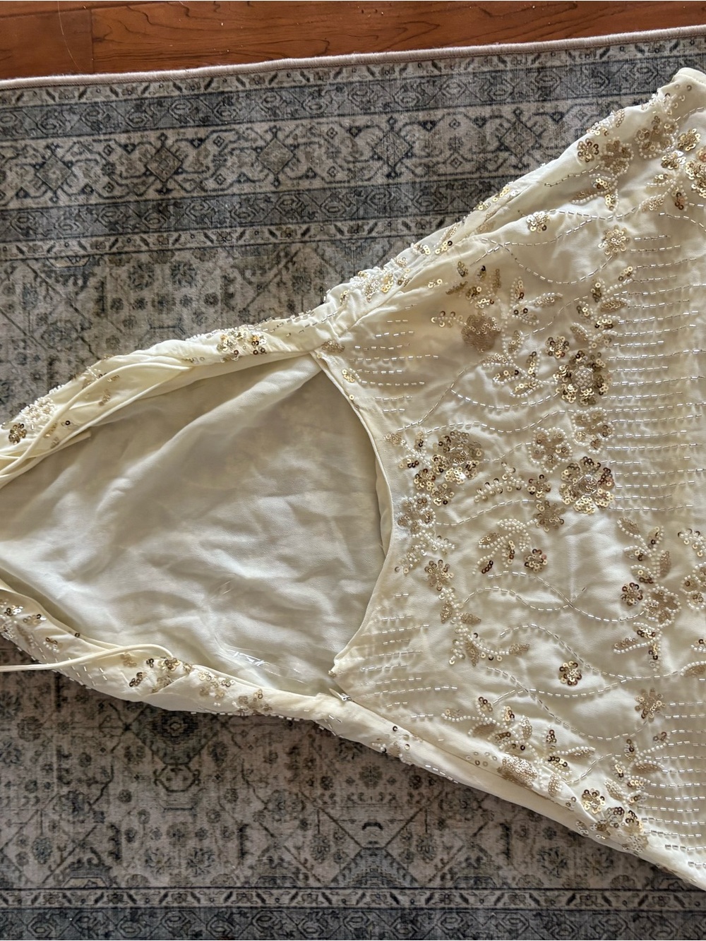 Peppermayo Ivory Halter Mini Dress with Gold Embellishment - Picture 4 of 6